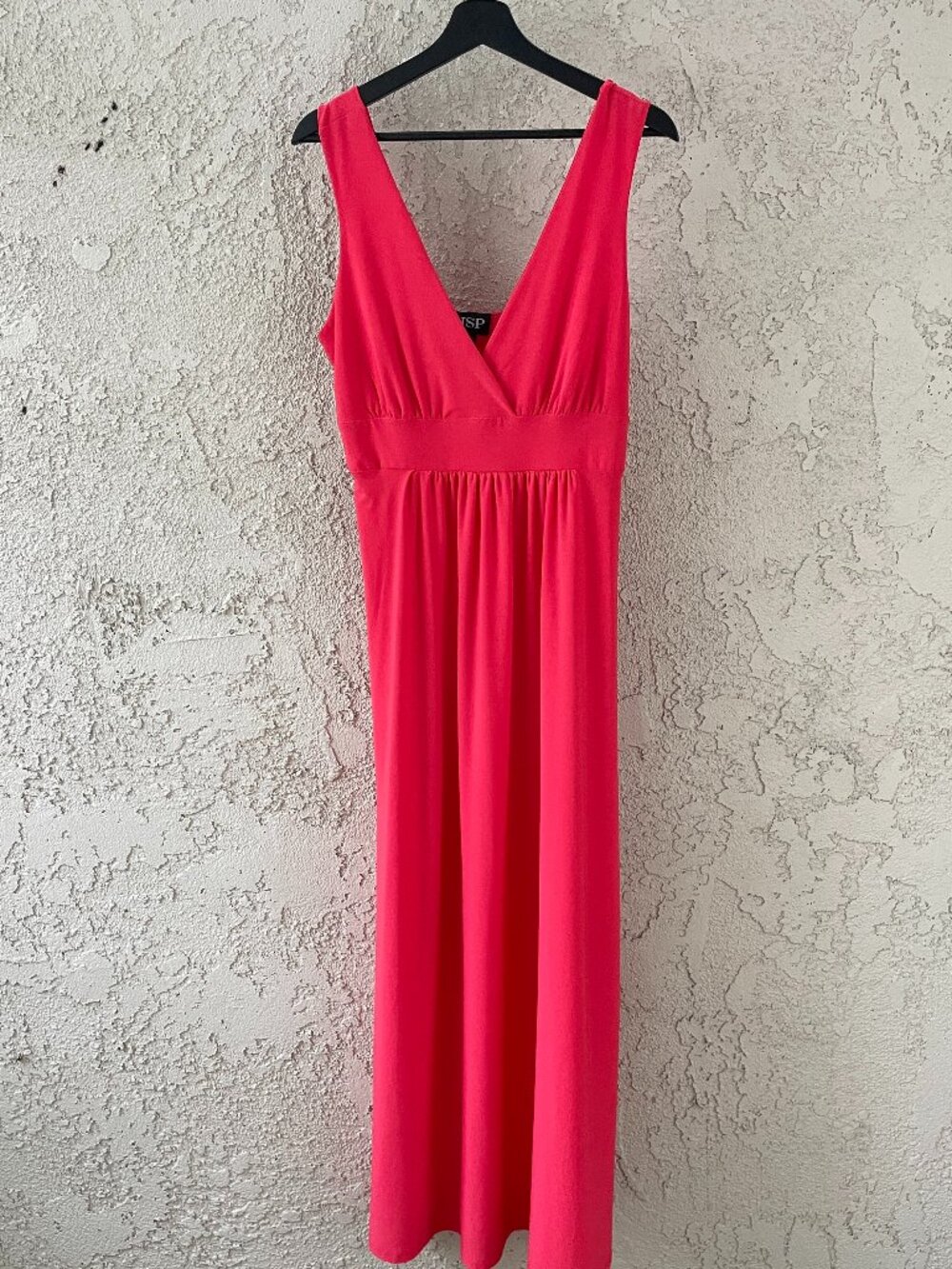 Red Maxi Dress XL V-Neck Empire Waist Resort